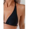 imageMakeMeChic Womens Solid Halter Triangle High Cut Bikini Set Swimsuit Bathing SuitBlack Color
