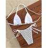 imageMakeMeChic Womens Solid Halter Triangle High Cut Bikini Set Swimsuit Bathing SuitBlack White a
