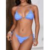 imageMakeMeChic Womens Solid Halter Triangle High Cut Bikini Set Swimsuit Bathing SuitBlue