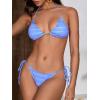 imageMakeMeChic Womens Solid Halter Triangle High Cut Bikini Set Swimsuit Bathing SuitBlue