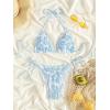 imageMakeMeChic Womens Solid Halter Triangle High Cut Bikini Set Swimsuit Bathing SuitBlue and White