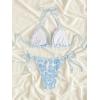 imageMakeMeChic Womens Solid Halter Triangle High Cut Bikini Set Swimsuit Bathing SuitBlue and White