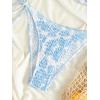imageMakeMeChic Womens Solid Halter Triangle High Cut Bikini Set Swimsuit Bathing SuitBlue and White