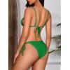 imageMakeMeChic Womens Solid Halter Triangle High Cut Bikini Set Swimsuit Bathing SuitGreen