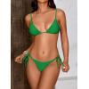 imageMakeMeChic Womens Solid Halter Triangle High Cut Bikini Set Swimsuit Bathing SuitGreen