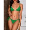 imageMakeMeChic Womens Solid Halter Triangle High Cut Bikini Set Swimsuit Bathing SuitGreen