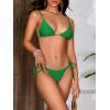 imageMakeMeChic Womens Solid Halter Triangle High Cut Bikini Set Swimsuit Bathing SuitGreen
