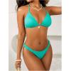 imageMakeMeChic Womens Solid Halter Triangle High Cut Bikini Set Swimsuit Bathing SuitGreen Solid