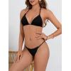 imageMakeMeChic Womens Solid Halter Triangle High Cut Bikini Set Swimsuit Bathing SuitRibbed Black