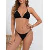 imageMakeMeChic Womens Solid Halter Triangle High Cut Bikini Set Swimsuit Bathing SuitRibbed Black