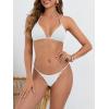 imageMakeMeChic Womens Solid Halter Triangle High Cut Bikini Set Swimsuit Bathing SuitRibbed White