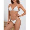 imageMakeMeChic Womens Solid Halter Triangle High Cut Bikini Set Swimsuit Bathing SuitRibbed White