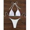 imageMakeMeChic Womens Solid Halter Triangle High Cut Bikini Set Swimsuit Bathing SuitRibbed White