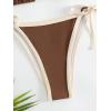 imageMakeMeChic Womens Solid Halter Triangle High Cut Bikini Set Swimsuit Bathing SuitRing Coffee Brown