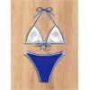 imageMakeMeChic Womens Solid Halter Triangle High Cut Bikini Set Swimsuit Bathing SuitRoyal Blue