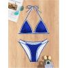 imageMakeMeChic Womens Solid Halter Triangle High Cut Bikini Set Swimsuit Bathing SuitRoyal Blue