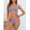 imageMakeMeChic Womens Solid Halter Triangle High Cut Bikini Set Swimsuit Bathing SuitSolid Blue