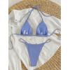 imageMakeMeChic Womens Solid Halter Triangle High Cut Bikini Set Swimsuit Bathing SuitSolid Blue
