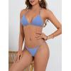 imageMakeMeChic Womens Solid Halter Triangle High Cut Bikini Set Swimsuit Bathing SuitSolid Blue