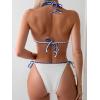 imageMakeMeChic Womens Solid Halter Triangle High Cut Bikini Set Swimsuit Bathing SuitSolid White