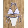 imageMakeMeChic Womens Solid Halter Triangle High Cut Bikini Set Swimsuit Bathing SuitSolid White