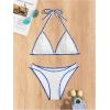 imageMakeMeChic Womens Solid Halter Triangle High Cut Bikini Set Swimsuit Bathing SuitWhite