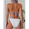 imageMakeMeChic Womens Solid Halter Triangle High Cut Bikini Set Swimsuit Bathing SuitWhite