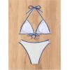 imageMakeMeChic Womens Solid Halter Triangle High Cut Bikini Set Swimsuit Bathing SuitWhite