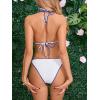 imageMakeMeChic Womens Solid Halter Triangle High Cut Bikini Set Swimsuit Bathing SuitWhite Solid