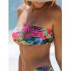 imageMakeMeChic Womens Strapless Bikini Top Floral Print Bandeau Swimsuit Bikini TopsMulticolor