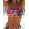 imageMakeMeChic Womens Strapless Bikini Top Floral Print Bandeau Swimsuit Bikini TopsMulticolor