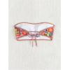 imageMakeMeChic Womens Strapless Bikini Top Floral Print Bandeau Swimsuit Bikini TopsOrange