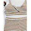 imageMakeMeChic Womens Striped Bikini Set Twist Front Tummy Control Bathing Suit with BoyshortsCoffee Brown
