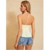 imageMakeMeChic Womens Summer Criss Cross Halter Tops 2025 Beach Sleeveles Cut Out Tie Backless Peplum Crop Tank TopsBeige