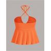 imageMakeMeChic Womens Summer Criss Cross Halter Tops 2025 Beach Sleeveles Cut Out Tie Backless Peplum Crop Tank TopsOrange