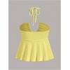 imageMakeMeChic Womens Summer Criss Cross Halter Tops 2025 Beach Sleeveles Cut Out Tie Backless Peplum Crop Tank TopsYellow B
