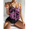 imageMakeMeChic Womens Tankini Set Hanky Hem Top Swim Shorts Bikini Set Swimsuit Bathing SuitPurple