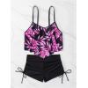 imageMakeMeChic Womens Tankini Set Hanky Hem Top Swim Shorts Bikini Set Swimsuit Bathing SuitPurple