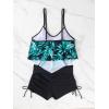 imageMakeMeChic Womens Tankini Set Hanky Hem Top Swim Shorts Bikini Set Swimsuit Bathing SuitRandom Tropical