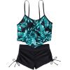 imageMakeMeChic Womens Tankini Set Hanky Hem Top Swim Shorts Bikini Set Swimsuit Bathing SuitRandom Tropical