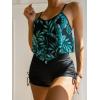 imageMakeMeChic Womens Tankini Set Hanky Hem Top Swim Shorts Bikini Set Swimsuit Bathing SuitRandom Tropical
