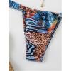 imageMakeMeChic Womens Triangle Thong Bikini Sets High Cut Swimsuit Bathing Suit SwimwearBlue Brown