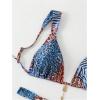imageMakeMeChic Womens Triangle Thong Bikini Sets High Cut Swimsuit Bathing Suit SwimwearBlue Brown
