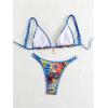 imageMakeMeChic Womens Triangle Thong Bikini Sets High Cut Swimsuit Bathing Suit SwimwearBlue Multi
