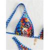 imageMakeMeChic Womens Triangle Thong Bikini Sets High Cut Swimsuit Bathing Suit SwimwearBlue Multi