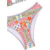 imageMakeMeChic Womens Triangle Thong Bikini Sets High Cut Swimsuit Bathing Suit SwimwearFlower Multi