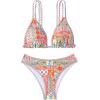 imageMakeMeChic Womens Triangle Thong Bikini Sets High Cut Swimsuit Bathing Suit SwimwearFlower Multi