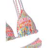 imageMakeMeChic Womens Triangle Thong Bikini Sets High Cut Swimsuit Bathing Suit SwimwearFlower Multi