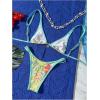 imageMakeMeChic Womens Triangle Thong Bikini Sets High Cut Swimsuit Bathing Suit SwimwearGreen Yellow