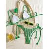imageMakeMeChic Womens Triangle Thong Bikini Sets High Cut Swimsuit Bathing Suit SwimwearKnit Green